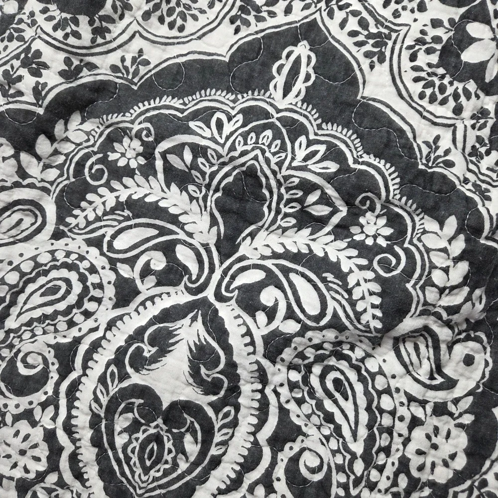 Lush Decor Aubree Black and White Paisley Geometric Quilted Pillow Shams Bedding